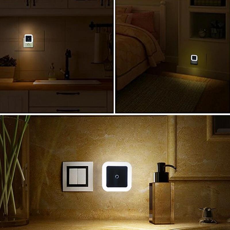 Wireless LED Night Light Compact EU Plug-type Lighting Control Sensor Suitable Children's Rooms Bedrooms Corridors Passageways