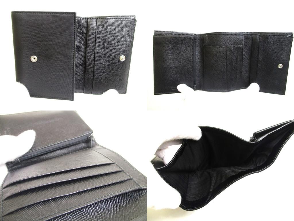 Authentic PRADA Black Nylon and Leather Trifold Wallet Purse #a578  Open box
