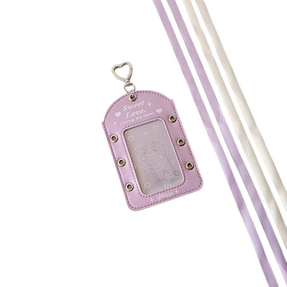 DIY Ballet Ribbon Korean Photocard Holder PU Card Cover Idol Card Display Protector  Girls Gift