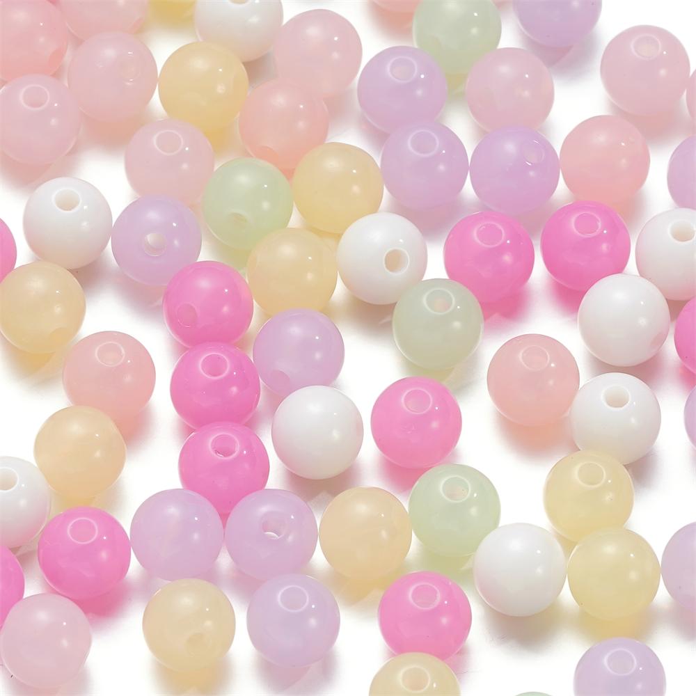 50-200pcs 4/6/8/10mm Acrylic Jelly Color Beads Round Spacer Loose Bead for DIY Earrings Bracelet Jewelry Making Accessories