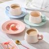 Creative Macaron-colored Ceramic Coffee Cup Saucer Set Exquisite Breakfast Bread Milk Cup Set Modern Ladies' Teacup Couple's Mug