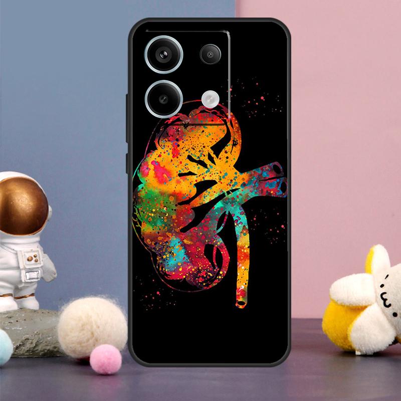 Human Heart Brain Lungs Case For Xiaomi Redmi Note 13 Pro 12 11 9 10 9S 10S 11S 12S Redmi 12 13 10C 12C 13C Cover