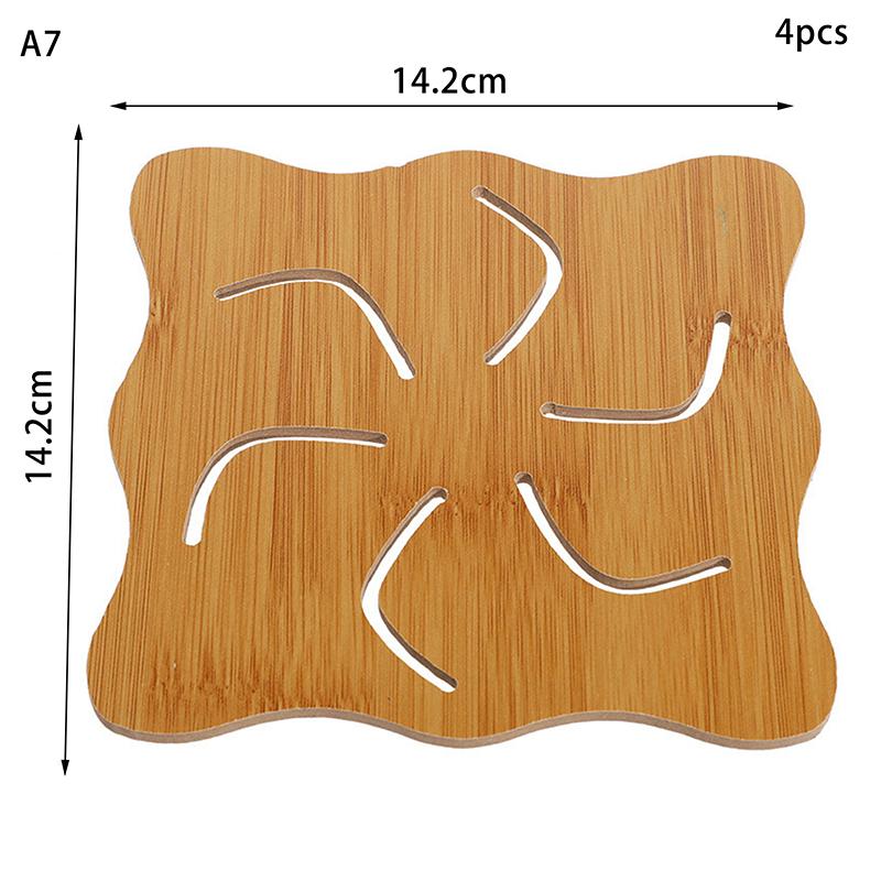 Hollow Out Wooden Coaster Kitchen Tableware Insulation Mats Thickened Anti Scalding Meal Anti Slip Pan Bowl Plate Pad