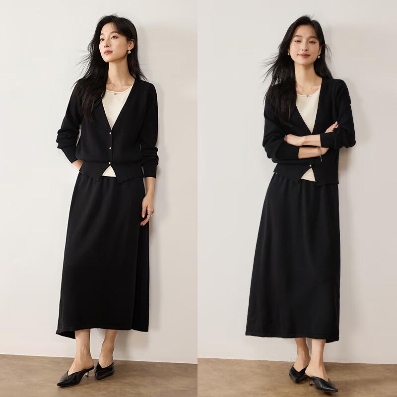 VICTORIA&VERA Women's Faux Two-Piece Cardigan & Skirt Set