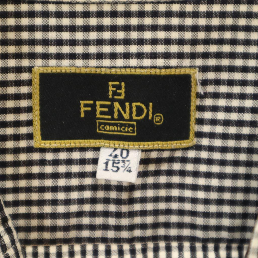 FENDI Check Pattern Long sleeve Button down shirt 40 black Men's Used