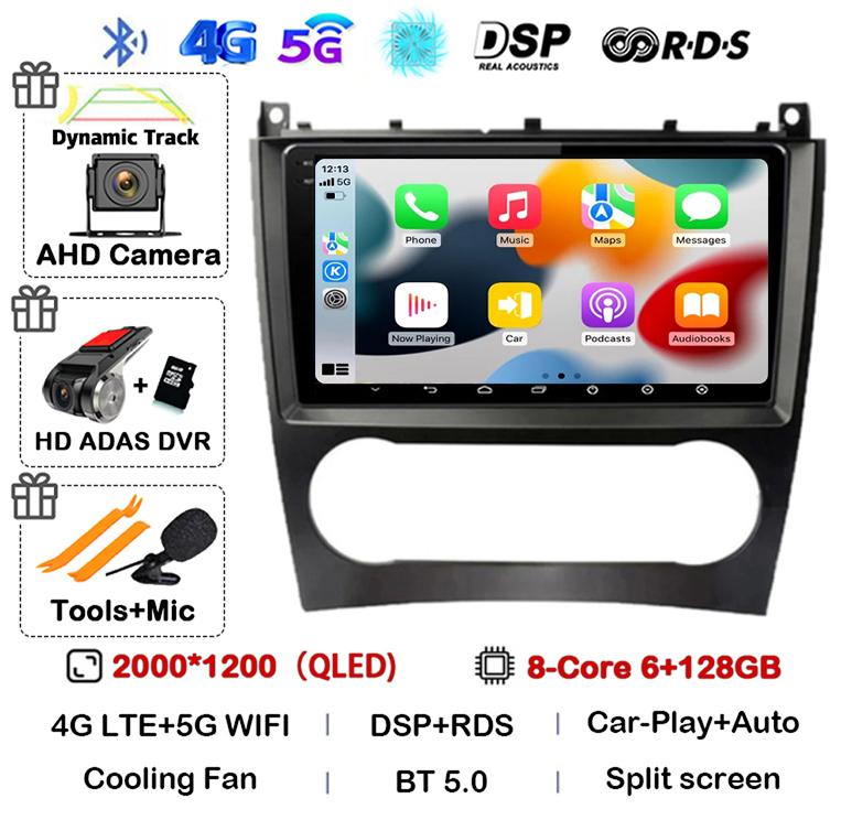 Android 14 Carplay Auto Car Radio For Benz W203 W209 C180 C200 C220 C230 Video Multimediale Player Auto Autoradio GPS 360 Camera