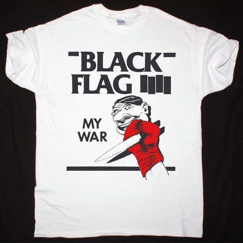 Vtg BLACK FLAG MY WAR Heavy Cotton White T Shirt For Men Full Size JU208 S