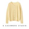 100% Pure Cashmere Osmanthus-Stitch Women's Cardigan: Autumn/Winter Solid Color, Round Neck Sweater, Warm & Versatile Knit Outerwear.