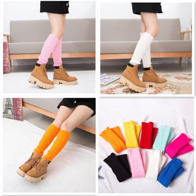 Women's Autumn Winter Warm Knitted Wool Leg Warmers Ladies' Fashion Fluorescent Color Leg Sleeves Korean Style Slouchy Socks
