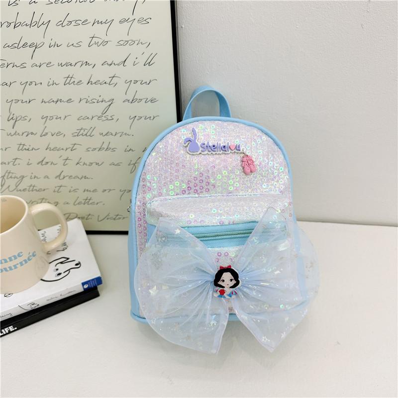 Cute Bowknot Children's Backpack Soft Adorable Girl's Pu Leather Princess Bag For Kindergarten