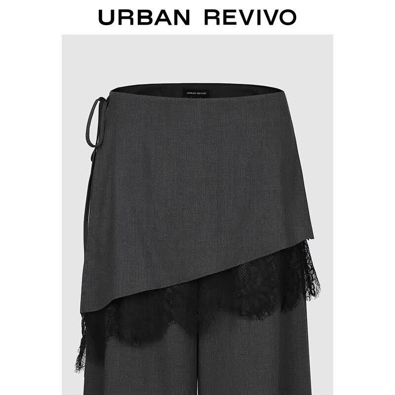 UR Women's Fake Two-Piece Lace Wide-Leg Pants