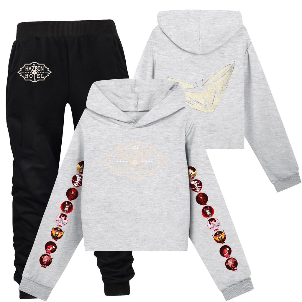Children's Casual Fashion Hooded Pullover, Printed Loose Hoodie And Casual Pants Two-piece Set