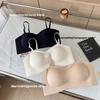 4cm Thick Push Out Solid Color Bandeau Bra, Summer One-Piece Seamless Versatile Teen Girls Strapless Bra