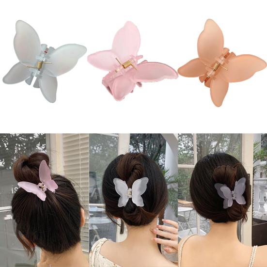 

Женская заколка для волос в форме бабочки, однотонная, двухслойная, противоскользящая, украшение для волос, фиксация, зажим для хвоста, женский эластичный зажим для волос