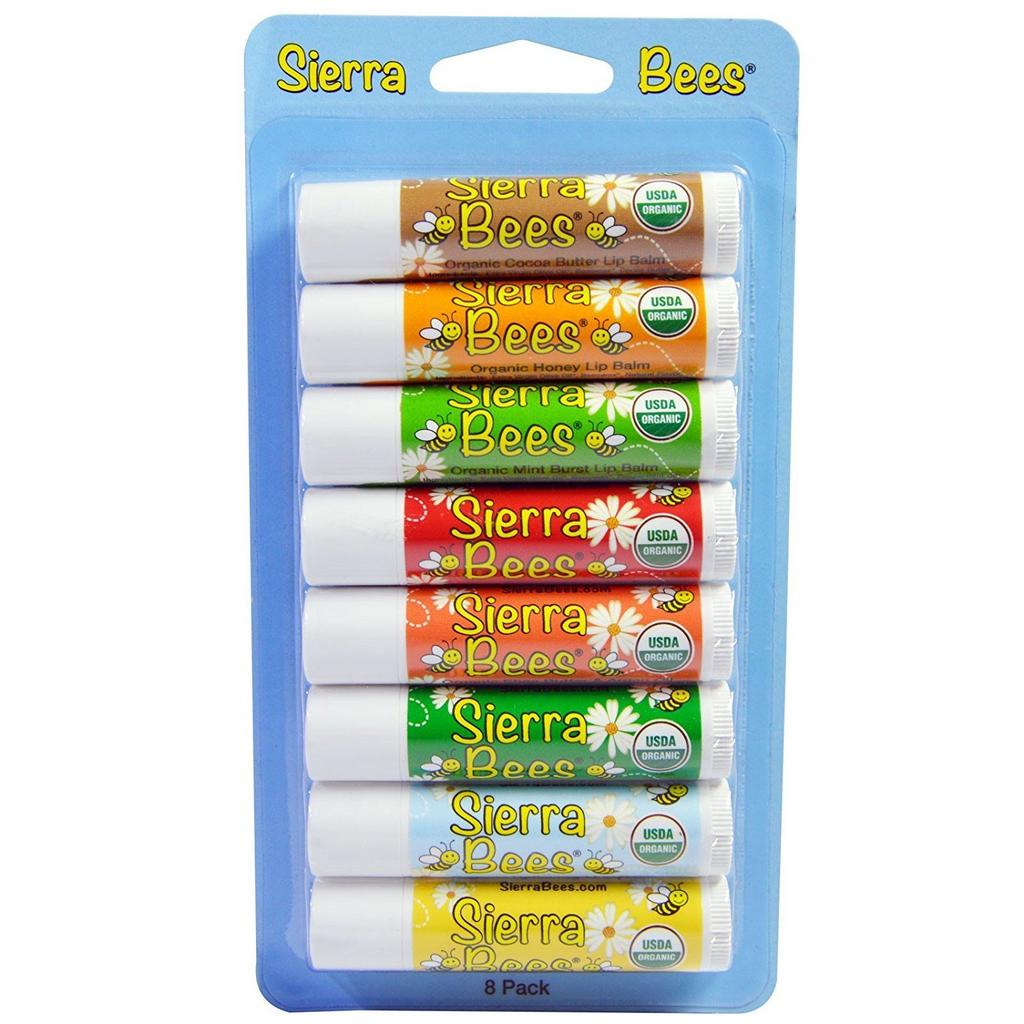 Sierra Bees Organic Lip Balm Combo Pack 8 pieces each 4.25g (.15oz) Multicolor