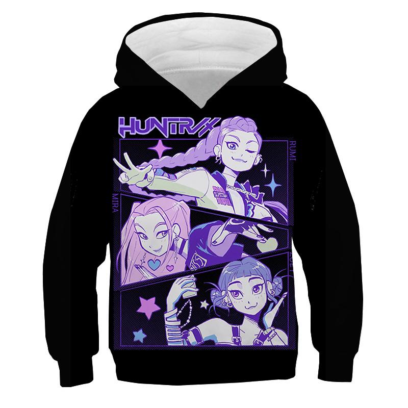 

K-Pop Охотники на демонов Детская одежда для девочек и мальчиков Мультяшный свитшот Модные повседневные худи K-Pop Охотники на демонов Пуловер Детские наряды 100