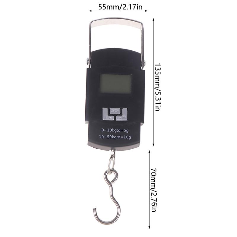 1Pc Black 50Kg Portable Electronic Portable Luggage Scale Lcd Digital Display Screen Express Delivery Scale Hook Mini Scale