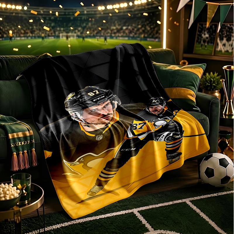 Pittsburgh Hockey Player Crosby Throws Blanket Flannel Blankets Plush for Couch Bed Gifts for Men Women Travel picnic blanket Christmas fan gifts