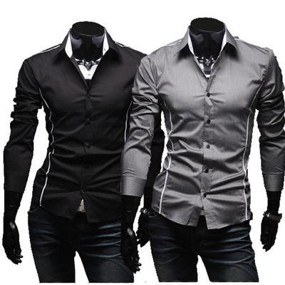 Chemise décontractée à manches longues pour homme, haut slim à revers personnalisé