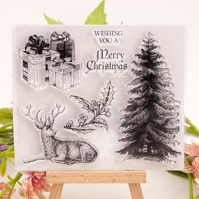 Albero di Natale Silicone Trasparente Sigillo Timbro Fai da Te Scrapbooking Goffratura Album Fotografico Carta Decorativa Carta Artigianale Regalo Fatto a Mano