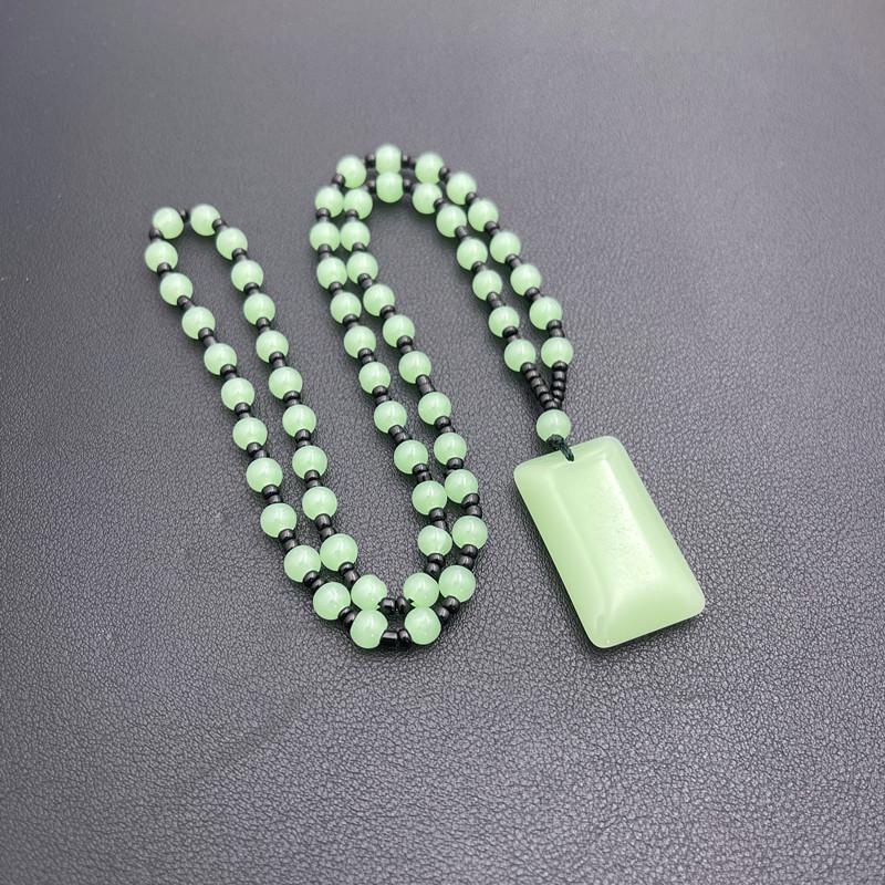 New Chinese Wushi Pai Pendant Necklace: Imitation Jade Stone Xinjiang Hetian Jade Ping'an Pai Glass Pendant for All Genders