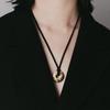 Premium Metal Copper Plated 18K Real Gold Disc Pendant Black Rope Sweater Chain Niche Fashion Simple Necklace Women