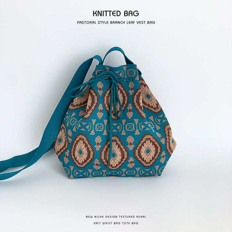 Axelremsväska Trendig och Mångsidig Hinkväska Multifunktionell Snörväska Enkel Axelväska