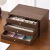 Walnut Multi-Layer Wooden Jewelry Box - Dustproof Organizer for Earrings, Rings, and Necklaces