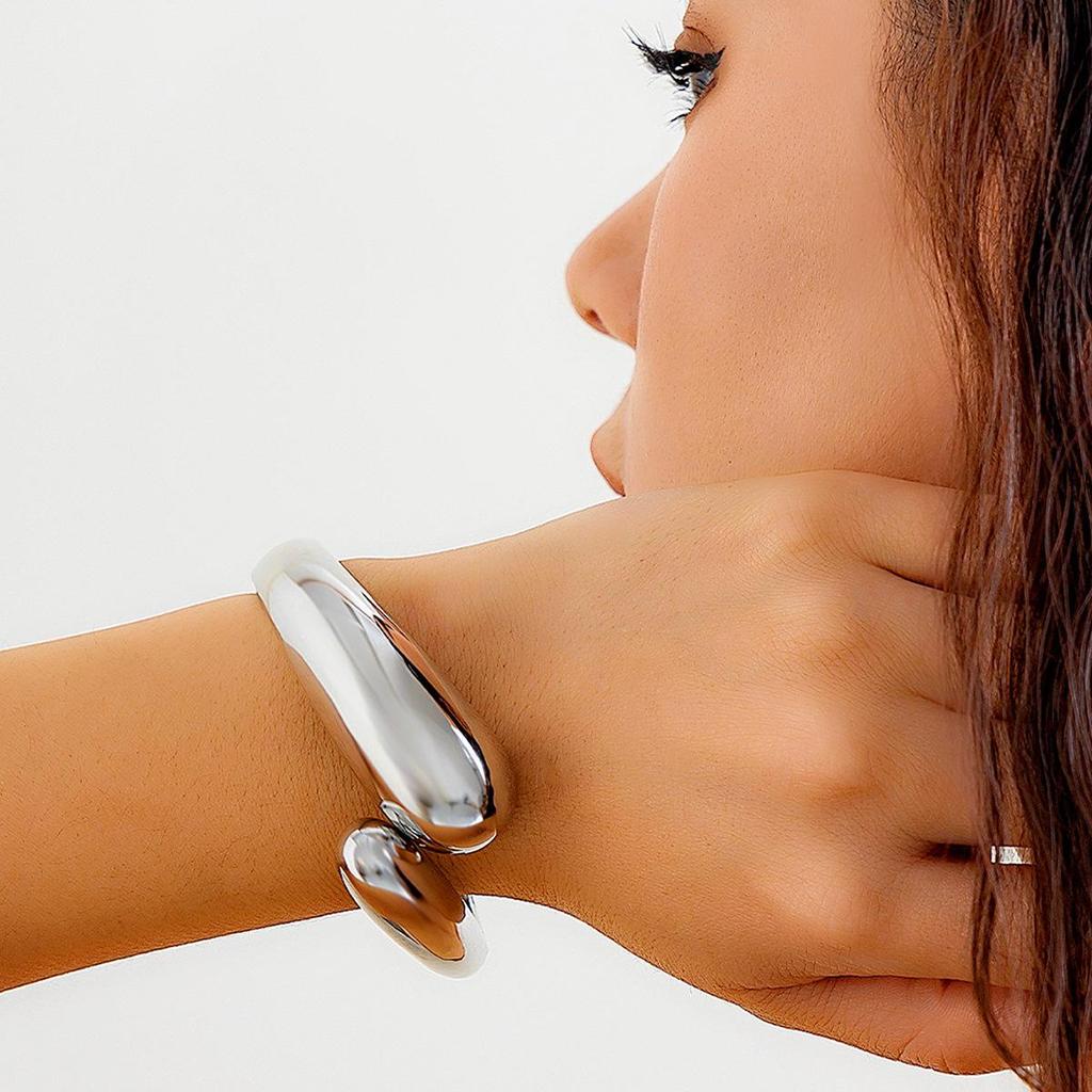 Metallic Water Drop Open Bangle – European and American Fashion Trend