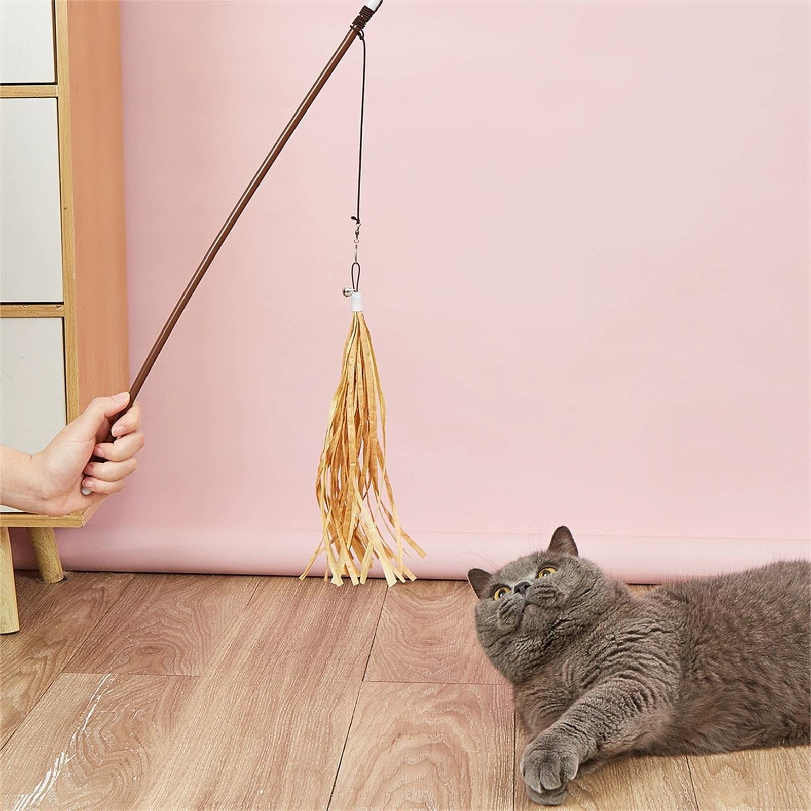 

Kisangel Interactive Toy Bell-Decorated Chick Teaser Pole Retractable Toy for Indoor Activity One Size