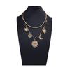 Personalized Retro Trend Design Sense Alloy Sun Moon Pendant Double Layer Stacked Chain Women's Necklace