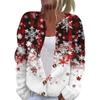Cardigan tricoté à manches longues et imprimé de Noël pour femme, veste boutonnée