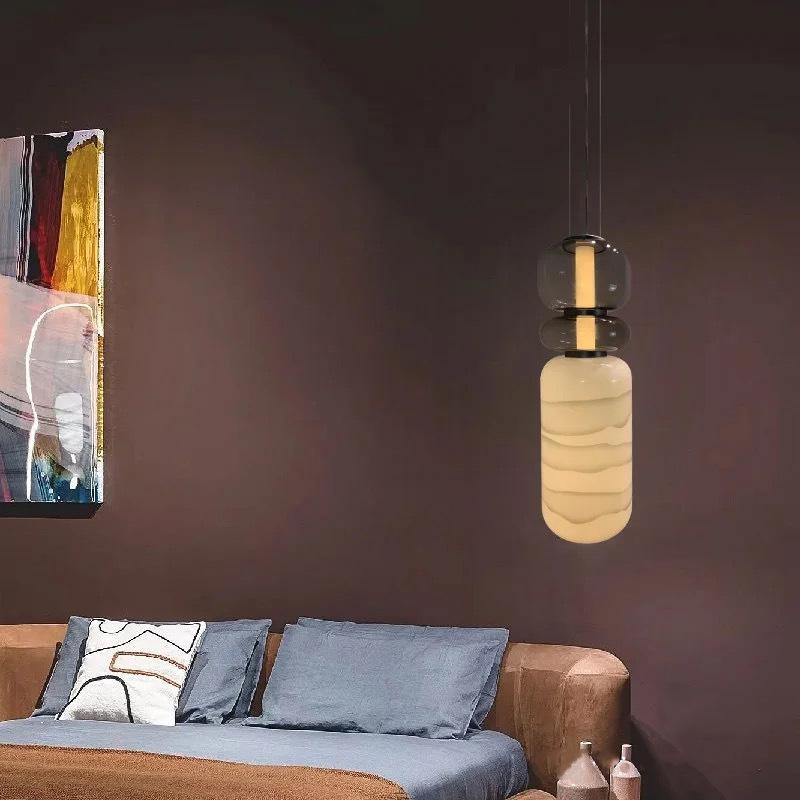 Italy Creative Smoke White Glass LED Chandelier Bedroom Study Hotel Desk Light Living Room Sofa Atmosphere Art Decor Floor Lamp