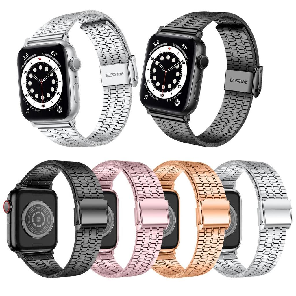 Pasek do zegarka Apple Watch Series 40 mm 42 mm 44 mm 38 mm Luksusowy pasek do zegarka ze stali nierdzewnej do zegarka iWatch Ultra 9 8 7 6 5 4 3 2 1 SE Pasek ze składanym zapięciem 49 mm