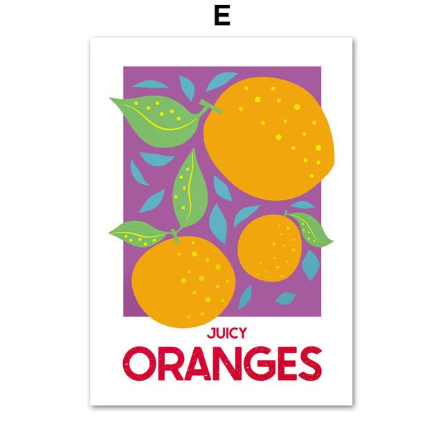 Cherry Lemon Orange Strawberry Abstract Fruit Wall Art Canvas Painting Nordic Posters Prints Wall Pictures For Living Room Decor No Frame