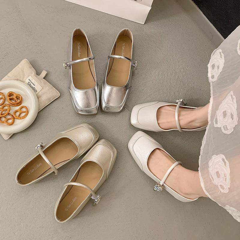 Fashion 2025 New Mary Jane Shoes for Women New Fashion Medium Heeled Women Single Shoes Soft and Comfortable Red Ballet Shoes