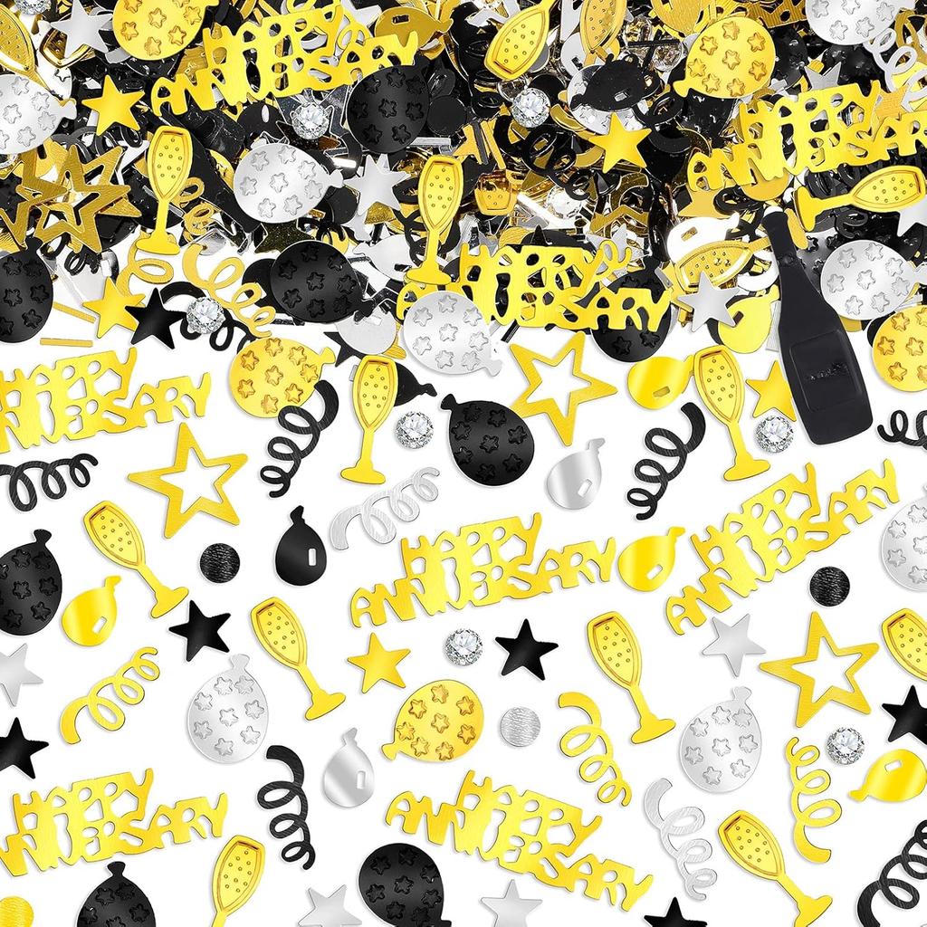 Skylety 3000 Pieces Happy Anniversary Confetti Party Decoration Scatter Confetti Metallic Foil Table Decorations for Anniversary Party DIY Arts