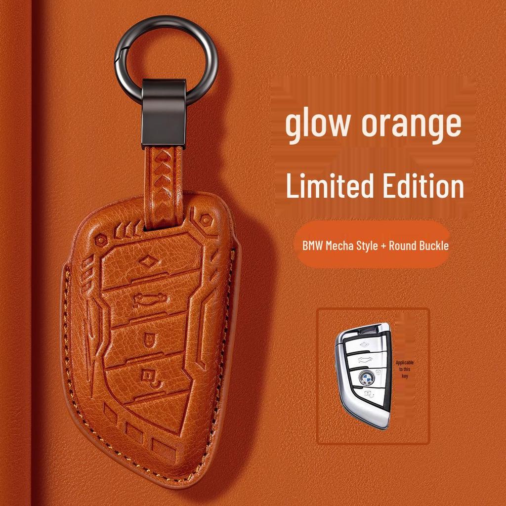 Premium Genuine Leather Key Case for BMW X5, X1, X3, X7, and 5 Series (530, 525li) Blade, 3 Series (330, 325li)