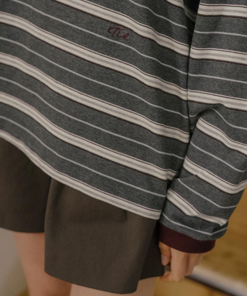 TILL I DIE Signature Stripe T-Shirt [Tifa06Lt11]_Charcoal