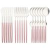 24Pcs Rainbow Cutlery Set 304 Stainless Steel Flatware Silverware Set Knife/Fork/Spoon/Teaspoon Tableware Set for Home