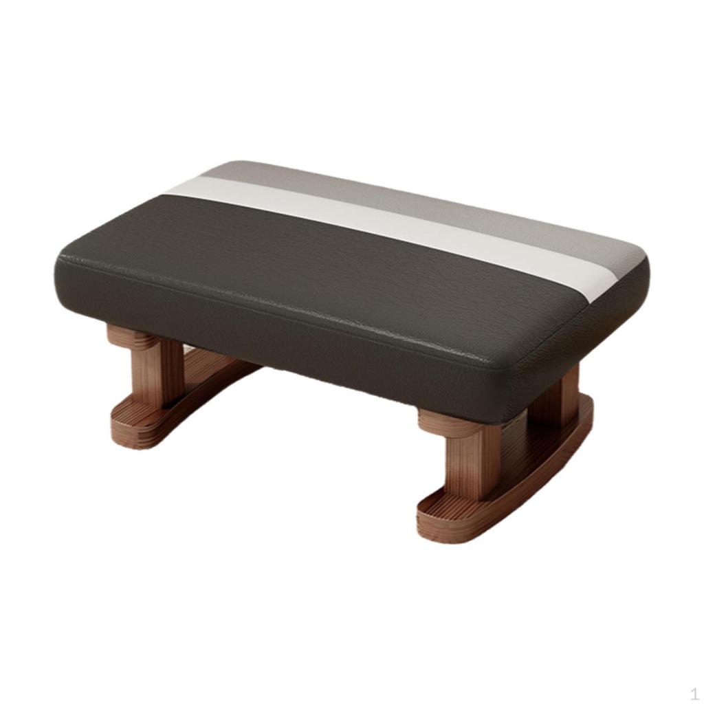 Foot Rest with Wooden Legs Rectangle Step Stool Padded Small Ottoman for Couch