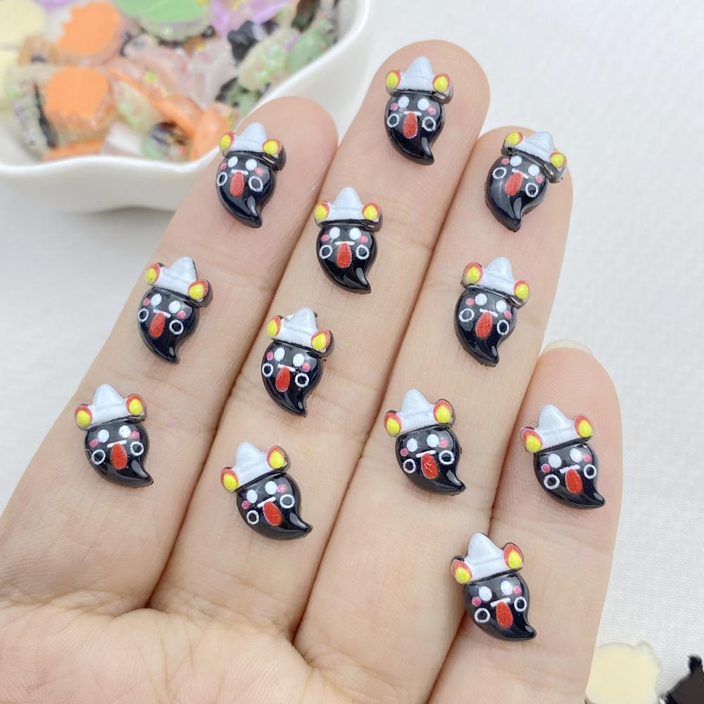 50Pcs New Cute Resin Small Halloween Collection Flat Back Ornament Jewelry Making Manicure Hairwear Accessories