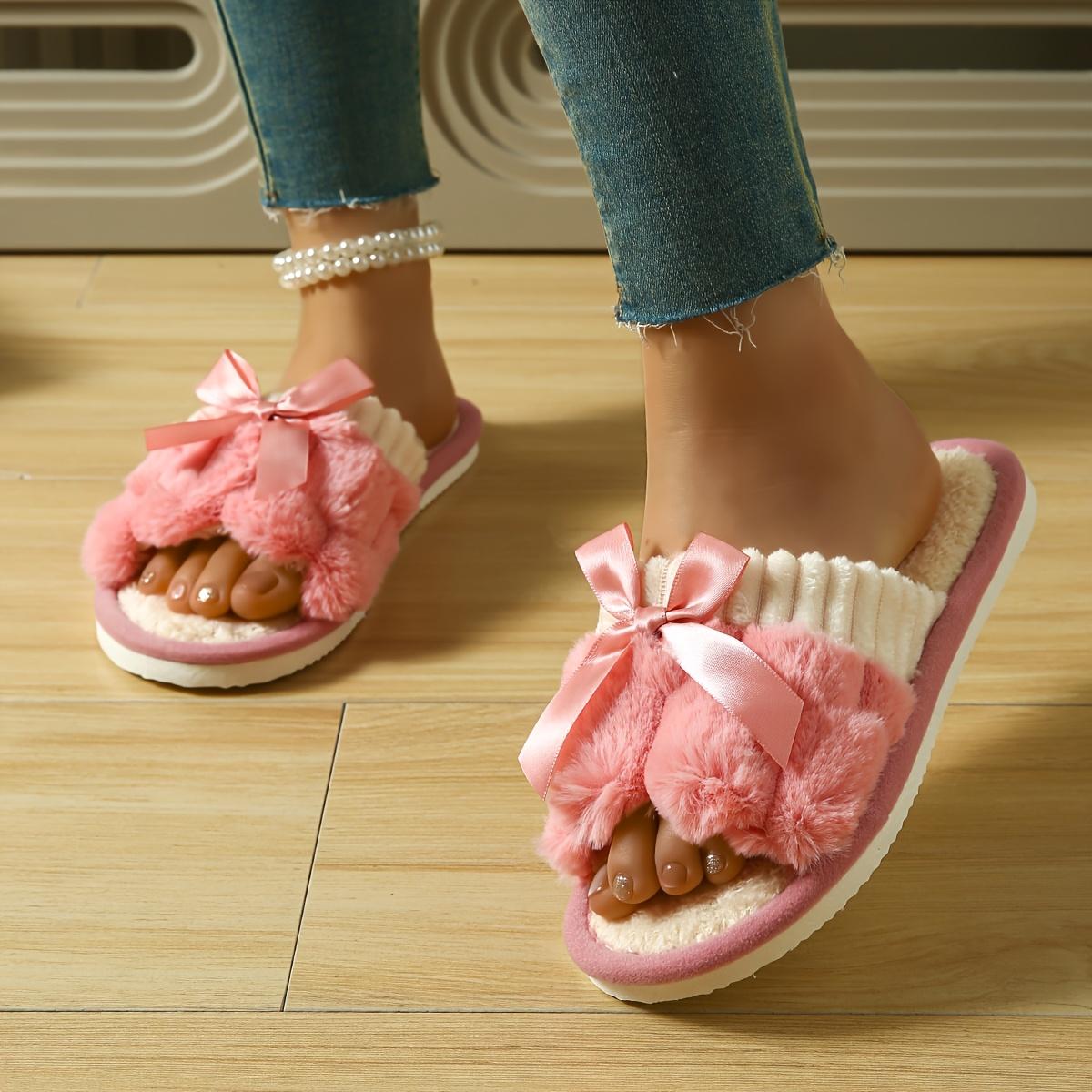 

Зимние женские мягкие и удобные тапочки, повседневная обувь для дома с открытым носком, нескользящие домашние теплые тапочки 40-41