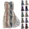 Women's Fashion Casual Printed Lapel Collar Button 3/4 Sleeve Clothing Straps Dress