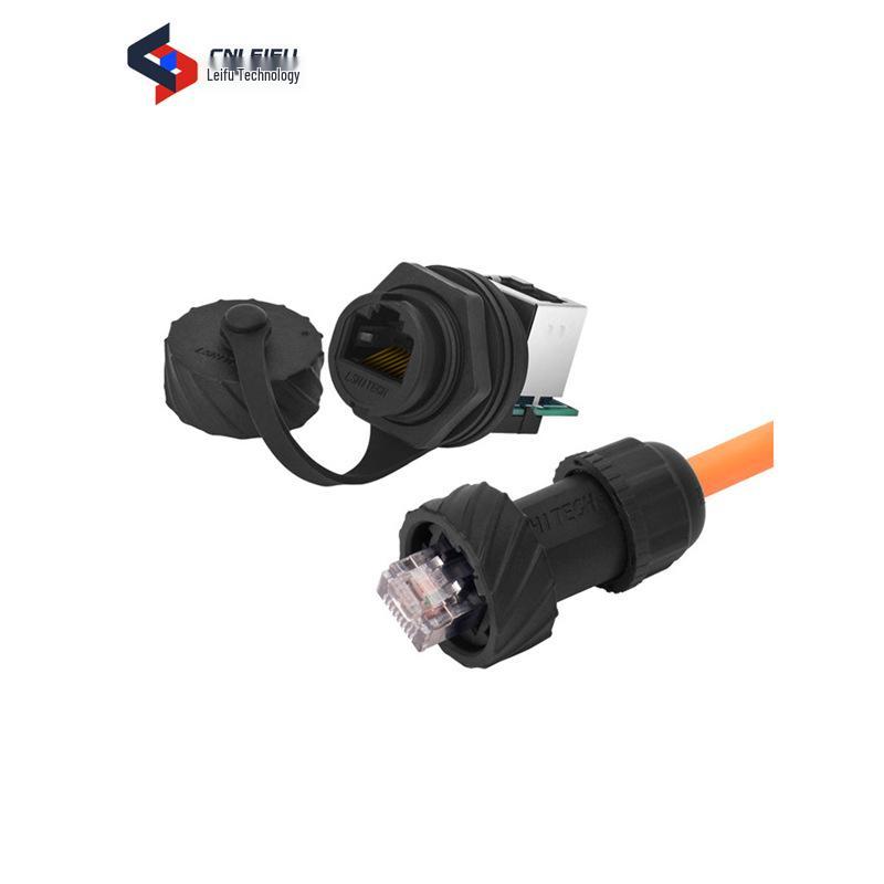 M20 RJ45 Waterproof Network Cable Connector, Panel Mount 90° Upward Port, New Energy.