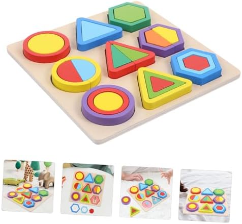 Milisten Wooden Shape Sorter Puzzle for Toddlers, Montessori Learning Toys with Colorful Geometric Blocks, Educational Preschool Toy