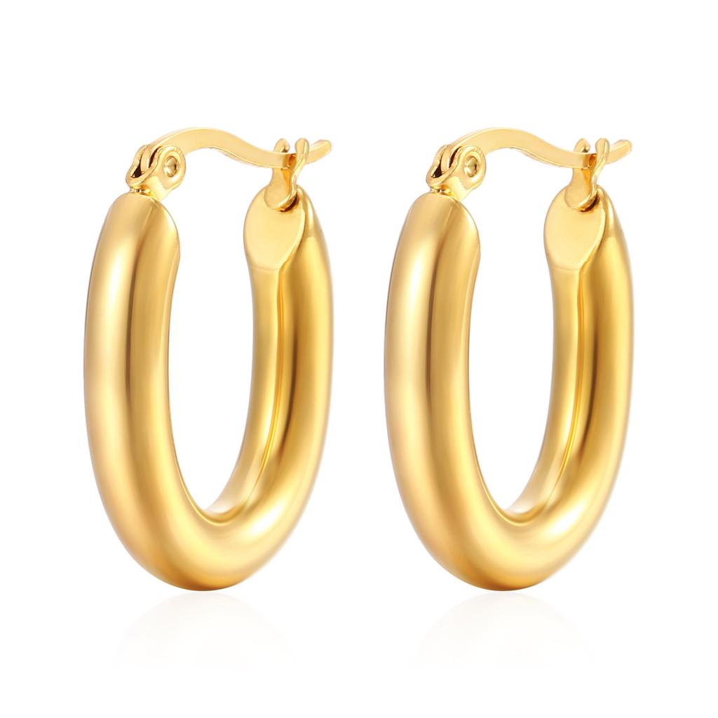 Stainless Steel Minimalist Round Hoop Earrings for Women