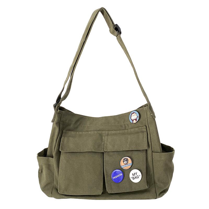 Art bag canvas women s bag 2025 new Korean version trendy fashion messenger bag large capacity casual simple shoulder bag