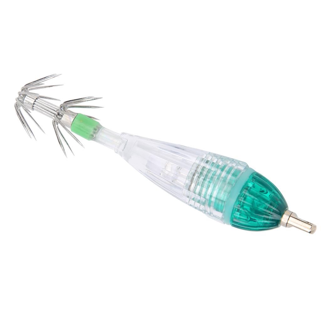 Fishing LED Lure Light Squid Shape Green Light Color Bait Underwater Lamp with Hook