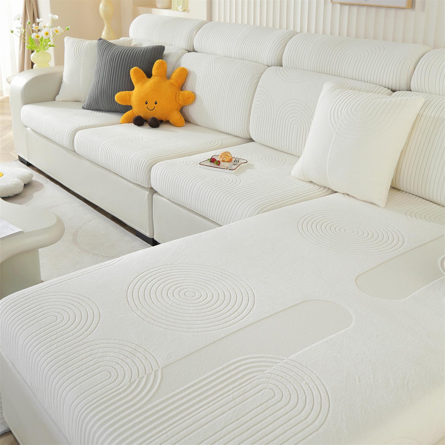 

Arches Jacquard Stretch Sofa Cover Polar Fleece Removable Couch Seat Cover WashableAll Season Universal Cover Pillow Case бежевый